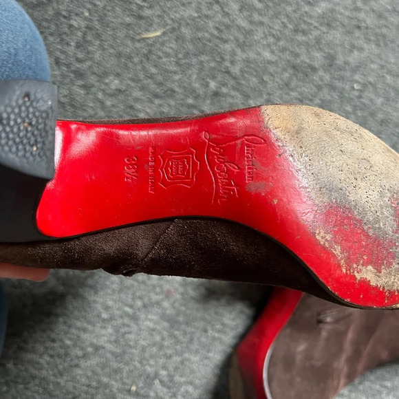 Louboutin Brown Suede Boots, size 38.5 - Picture 3 of 15